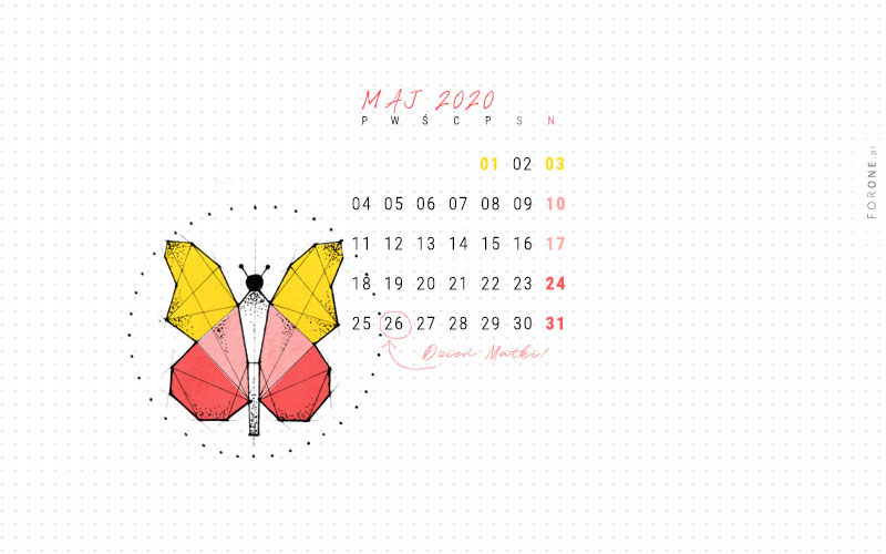 Kolorowa tapeta na maj 2020, podgląd na rysunek ręczny, motyl geometryczny, kolorowy
